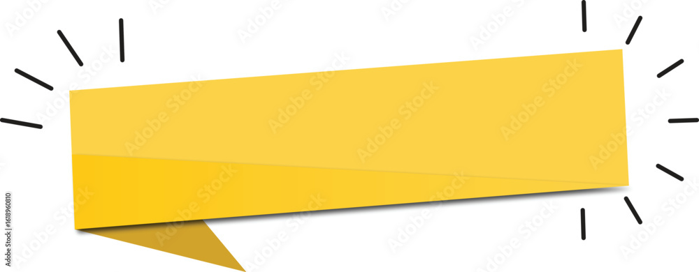 Poster blank yellow ribbon banner with shine isolated for adding custom text and visuals