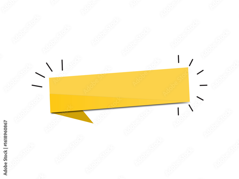 Poster blank yellow ribbon banner with shine isolated for adding custom text and visuals