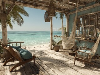 Tropical Beachfront Cabin Relaxation