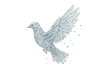 Obraz premium Crystal White Dove Flying with Transparent Background