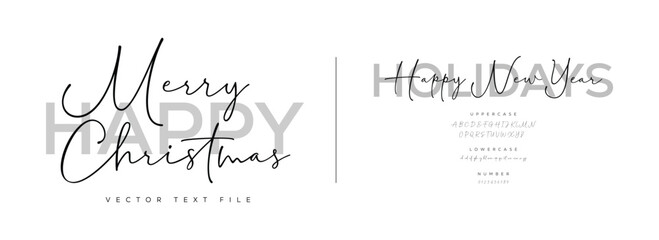 Merry Christmas hand lettering isolated. editable text effect 
