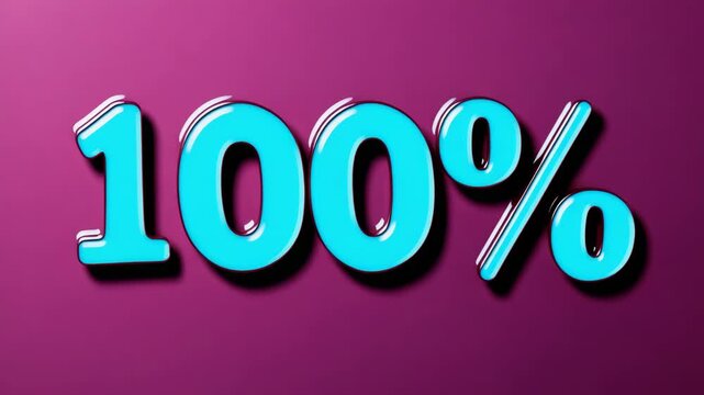 One hundred percent figure against gradient background implies complete satisfaction and confidence, with glossy, shiny numerals indicating achievement.
