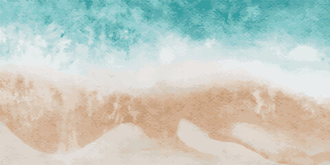 Stunning Aerial View of Turquoise Ocean Waves Gently Crashing on a Sandy Beach. The vibrant blue hues contrast beautifully with the warm tones of the shore, creating a serene and captivating coast.