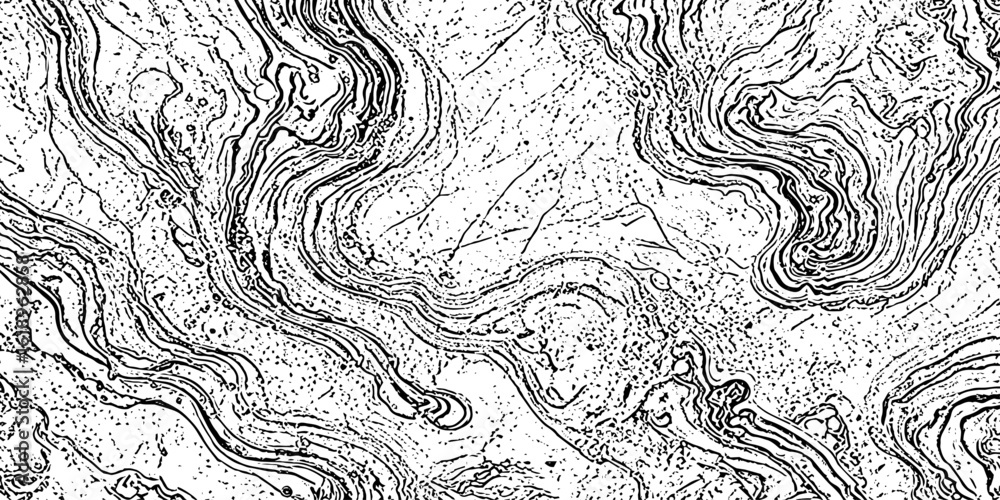 Poster abstract black and white swirling marble pattern with natural texture scattered dots in a chaotic de