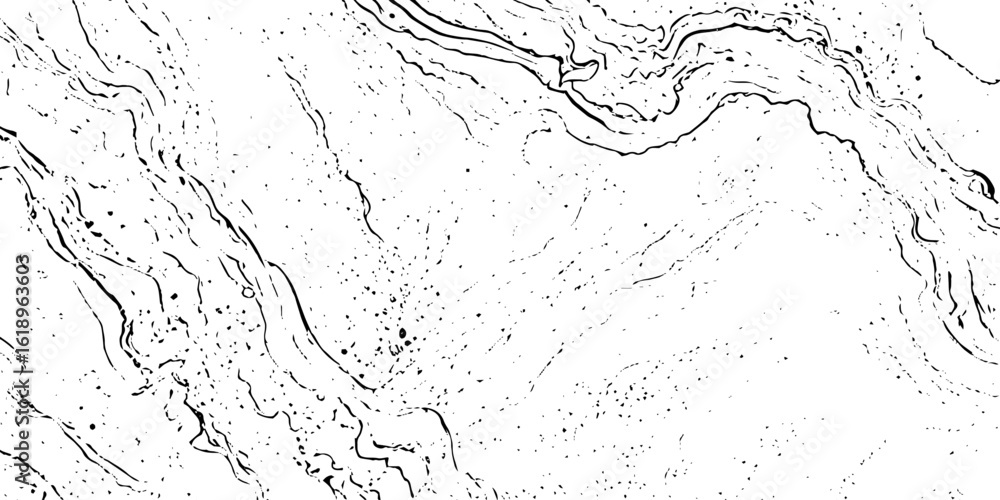 Aufkleber abstract black and white swirling marble pattern with natural texture scattered dots in a chaotic de