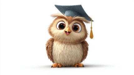Cute cartoon owl wearing graduation cap