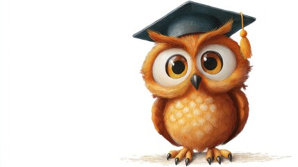 Cute owl wearing graduation cap
