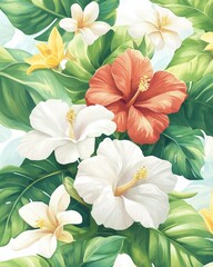 Stunning Tropical Flower Pattern Design