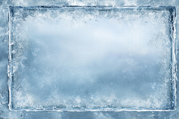 Elegant frosted ice frame with detailed textured edges, suitable for festive graphics, seasonal posters, or digital artwork requiring a cool aesthetic