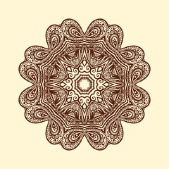 Mandala design for henna design, ,mandala art with neat lines, creative mandala art and cream background