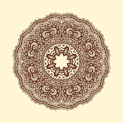 Mandala design for henna design, ,mandala art with neat lines, creative mandala art and cream background