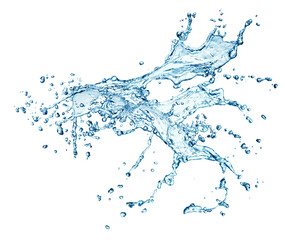 Blue water splashing on a backdrop.