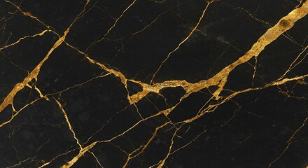 Luxurious black marble texture with elegant golden veins. Abstract background for design and decor.