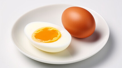Soft-boiled egg served with brown shell