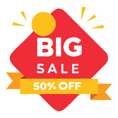Big Sale Promotion with Fifty Percent Discount on White Background