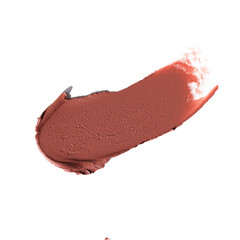 orange brown caramel matte lipstick smear, cosmetics beauty product texture, liquid blush, lipstick...
