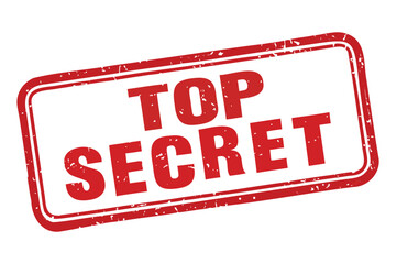 Red top secret stamp on white, confidential information concept