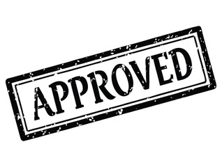 Black approved stamp on white, signifying acceptance and validation