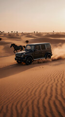 A breathtaking Arabian stallion stands proudly near a serene, mirror-like lake.