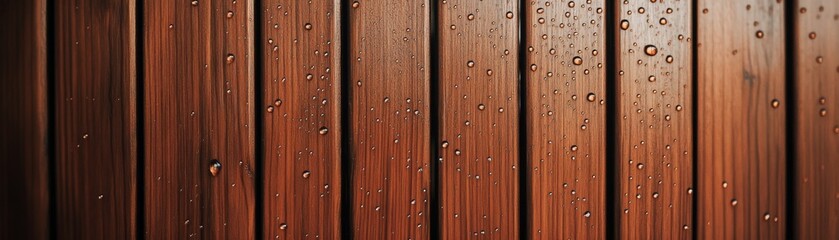 Obraz premium Wet Wood Raindrops on Cedar Planks Detail, Texture , Surface