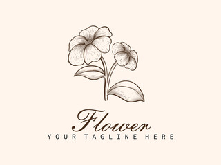 Elegant Hand-Drawn Flower Logo Vector