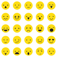 Emoji icon set. Smiley, coolness, laughter, joy, nauseous, happy, mistake, shock, love of money, loving, excited, wink, sleep, crying, angry, shame. Emotion sign. Vector illustration. Editable stroke.