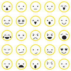 Collection of emoji icons vector illustration expressing different feelings and emotions face expression set