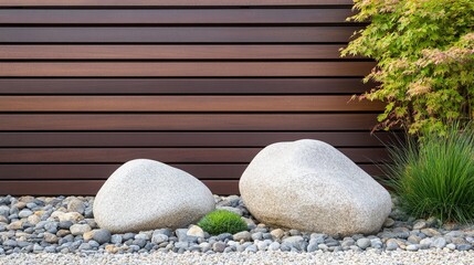 Zen Garden Wood Panel, Stones and Acer, JapaneseGarden, Landscape