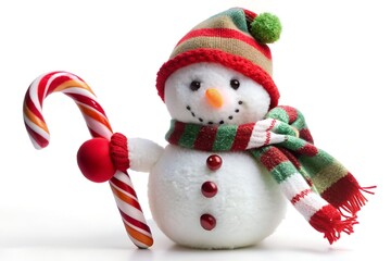Festive Snowman with Candy Cane Christmas Decoration