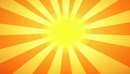 Bright sun with radiant rays in vibrant orange and yellow colors  