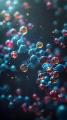 Colorful 3D Molecule Structure on Dark Background