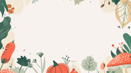 Autumn Vegetable and Plant Frame Illustration