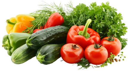 Fresh Assorted Vegetables Isolated on Transparent Background
