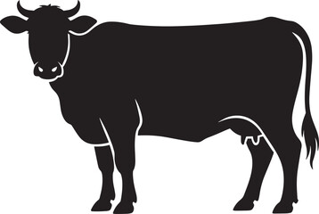 Detailed Cow Silhouette Vector Illustration on Transparent Background for Farm Animal Designs