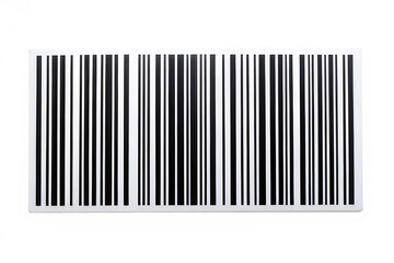 Close up of a black and white barcode on a white background with colorful glitch effects scanning product isolated on a transparent background