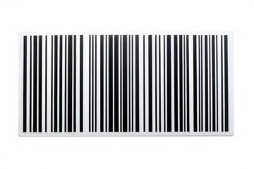 Close up of a black and white barcode on a white background with colorful glitch effects scanning product isolated on a transparent background