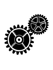 Interlocking Gear Wheels Silhouette Illustration