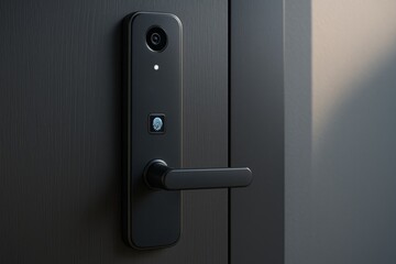 Innovative smart door lock featuring a fingerprint scanner, sleek design, and modern technology for improved home security and convenience