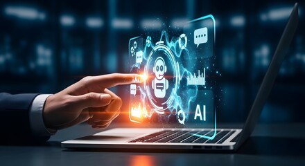 AI Chatbot on Laptop Digital Illustration
