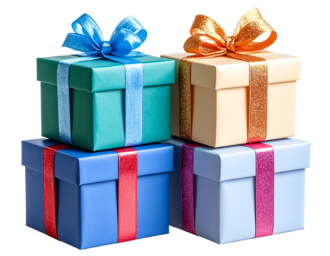 Small Christmas Gift Boxes Set PNG Transparent Background