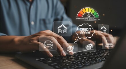 Naklejka premium Credit Score Online Banking Finance Concept