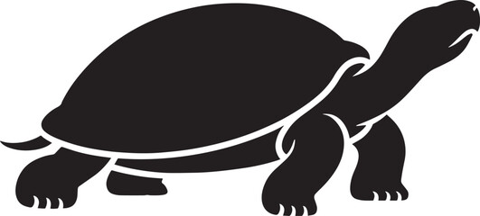 Silhouette of a Turtle Walking on a Transparent Background Vector Illustration Graphic Design