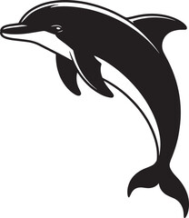 Fototapeta premium Sleek Dolphin Silhouette Leaping with Graceful Curve Against Transparent Backdrop for Aquatic Designs