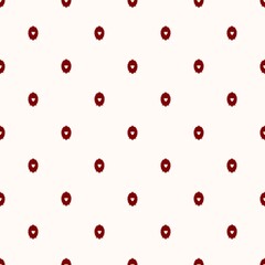 Seamless vintage heart medallion pattern, hand drawn red oval frames with tiny hearts on light beige background 