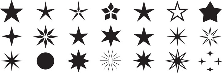 Fototapeta premium Minimalist Star Shape Vector Icon Set Collections Isolate on White Background 