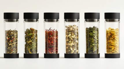 Stylish Glass Jars with Lids for Storing Various Herbs and Spices