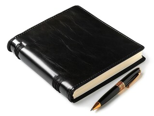 Elegant Black Leather Notebook and Gold Pen for Business Professionals