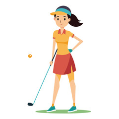 Female Golfer Ready to Swing a Golf Club Outdoors