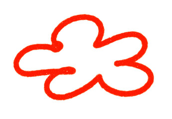 Red simple cloud shape, hand-drawn style, weather concept