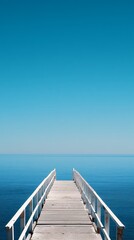 Serene Ocean Pier Minimalist Seascape Stock Photo